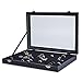 Price comparison product image AKORD 100 Ring Velvet Jewellery Display Box Storage Tray Case Holder Stand Organiser, Wood, Black, 35.5 x 24.5 x 4.5 cm