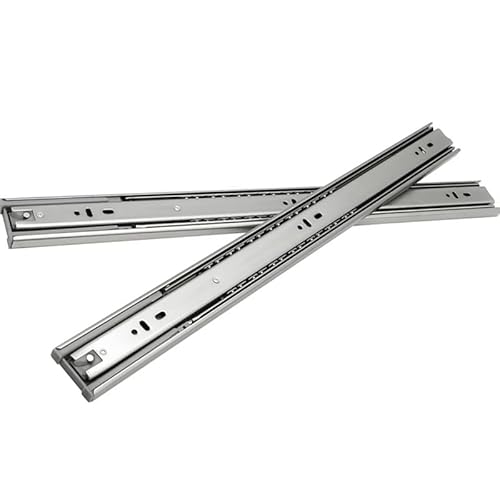 Ansobea Lot de 2 rails de tiroir 300 mm, glissières à billes avec capacité de charge de 45 kg, extension complète, rail télescopique, taille totale 600 mm, 1 paire (2 pièces) Argenté