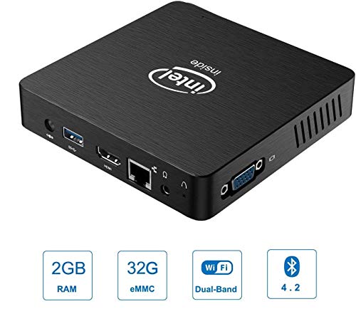 Z83-W Mini PC Intel Z8350 Fanless Desktop Computer 2GB RAM/ 32GB BT4.2, HDMI&VGA