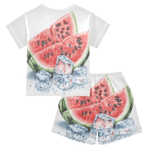 Pajama Sets Watermelon Ice Cubes Short Sleeve Summer Sleepwear 2 Piece Pjs2