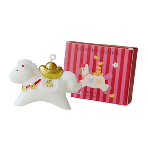 Jazuaiao Mezcla de cera de vela hecha a mano con forma de caballo para regalar y relajarse, aroma de año de caballo