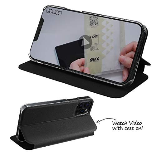 doupi FlipCase for iPhone 12 mini (5.4 inch) - Deluxe Leatherette Magnet Book Style Screen Protector Stand Protective Flip Cover, white - Image 3