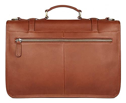 DHAEY Laptop Briefcase Large Capacity, Business Travel Exquisite Cowhide Leather 14inch Handbag Vintage Satchel Shoulde2