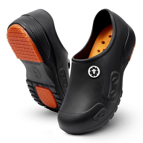 YUNGPRIME Men's and Women's Slip-Resistant Work Shoes - Nursing - Chef Shoes Black