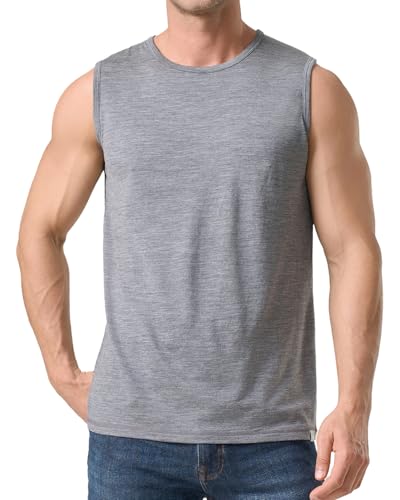 Men’s 100% Merino Wool Tank Top, Active Undershirt, Sleeveless Base Layer