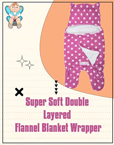 Image of New Born Multi-Purpose Baby Boy's and Baby Girl's Blanket and Sleeping Bag (Pink Dot, 0-6 Months)