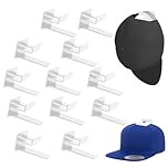 Guerity 12pcs Adhesive Hat Hooks for Wall, Hat Rack for Baseball Cap Holder Hangers Organizer, No Drilling Maximum Load Capacity 2kg (12PCS, White)