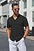 COOFANDY Men's Knit Shirt Short Sleeve Button Down Vintage Polo Shirts Casual Summer Beach Shirts Black