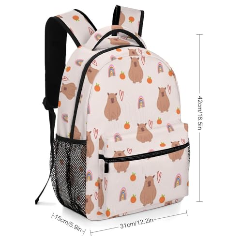 Capybara Rainbow Pattern Travel Backpack Durable Lightweight Laptop Computer Bag for Men Women Adjustable BookBag 16.5 Inches2