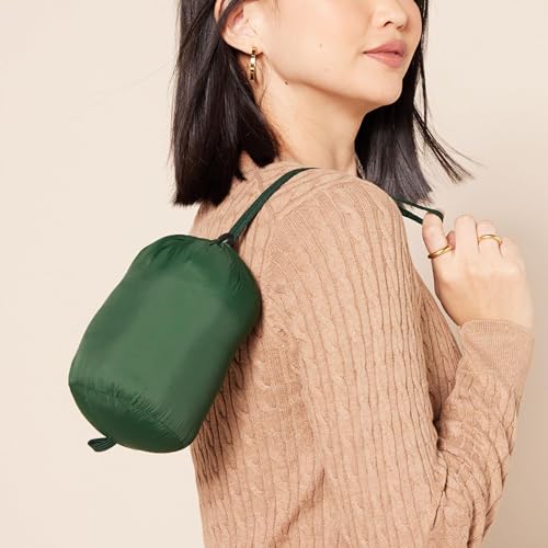 Amazon Essentials Damen Leichte, Langärmelige, Wasserabweisende, verstaubare Pufferjacke (Erhältlich in Übergröße), Dunkelgrün, S