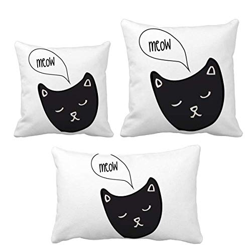 Housse de coussin chat noir décoration canapé salon moderne