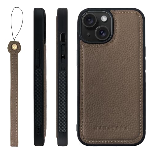 HANATORA for iPhone 15 �P�[�X �{�v �ϏՌ� �o���p�[�^ �X�}�z�P�[�X �X�}�z �X�g���b�v �t�� �V�������N���U�[ �M�t�g �g�[�v SPGGZ-15-Taupe