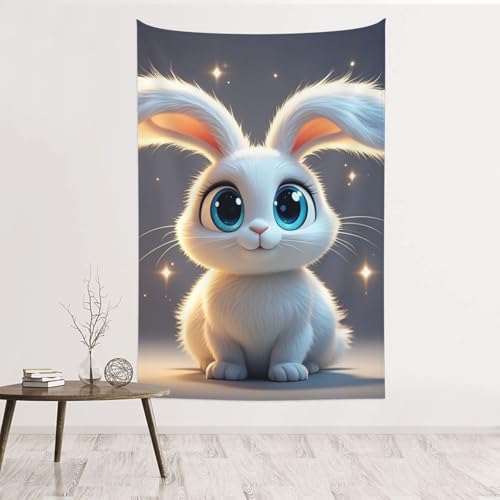 Tapisserie murale lapin pour habiller un mur blanc sans faire de trou