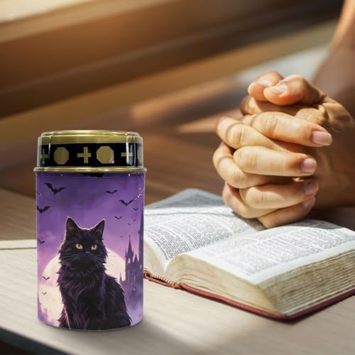 Image of Black Cat Cemetery Solar Lights Flameless Candle | Solar Lights for Cemetery Grave Decorations Water Resistant LED Flameless Candle for Grave Memorial Gift Decor