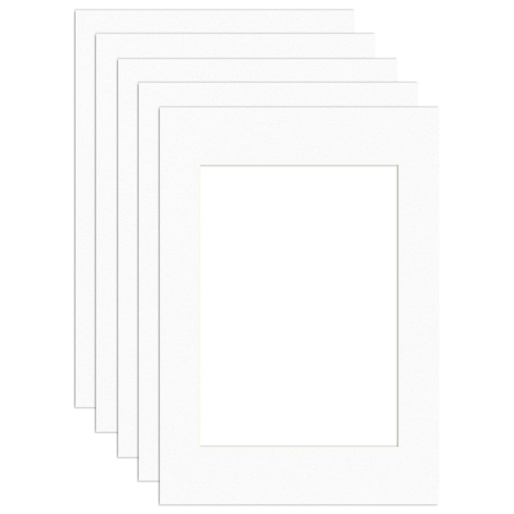 Procut Global A2 White Picture Mount to Fit A3 Aperture Size - Photo Mounts Sheet Cut to Size - Cardboard Mount for Photos, Posters, Prints & Certificates - UK Made - Pack of 5