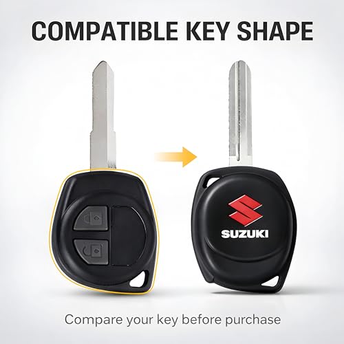 Image of TrollGadgets️ Premium Metal Car Key Cover Compatible for Maruti Suzuki Swift | Dzire | Baleno | Ertiga | WagonR | Celerio | Alto | Brezza | Ignis | S-Presso | Fronx (2 Button Remote Key) (Silicon)