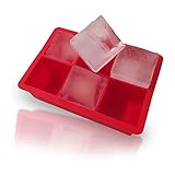 2 Large Silicone Ice Cube Trays with Lids | Extra Large 2x2” Ice Tray Molds 6 Cubes Each | BPA Free 100% FDA Approved | Candy Molds Chocolate Molds Cake Molds | Flexible Easy Release- Red