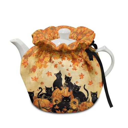 Yewattles Tea Pots Cozy with Snowman Tree Light Pattern Reusable Tea Kettle Quilt Keep Tea Warm Soft Lightweight Fabric Easy Install Clean