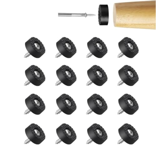 Image of Screw On Rubber Feet for Furniture - 16PCS (Black 24MM) Anti Slip Floor Protector for Chair Leg, Heavy Duty Screw Feet, Furniture Pad for Hardwood Floor, Durable Rubber Bumper