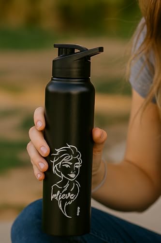 Image of SKI Sprint Stainless Steel Sipper Water Bottle with Laser Print, for School, Office, Gym, Home, Travel | AdultS &Teens | 950 ML, Leakproof, Rust free | Character Merchandise FROZEN
