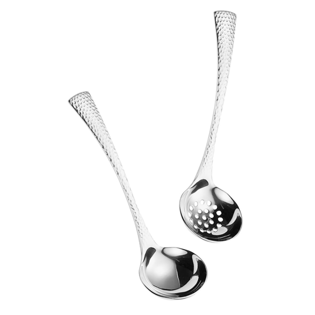 Cucharón de Sopa y Diseño Martillado de Acero Inoxidable 304 Mango Ergonómico 2 Piezas Fácil de Limpiar para Cocina y Restaurantes