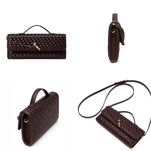Image of JYG Woven Handbag for Women Fashion Evening Shoulder Bag PU Leather Handmade Clutch Purse Casual Crossbody Bags