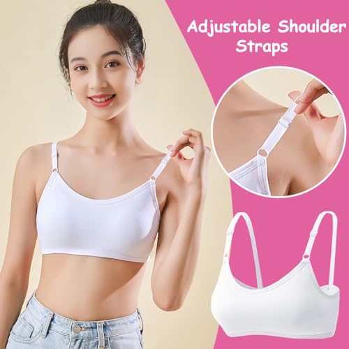 4er-Pack Mädchen Sport BHS Teens Unterwäsche mit Fest Gepolsterte und Verstellbarem Schultergurt Bralette Top Bustier für 12-16 Jahre Kinder und Kleine Brüste Damen