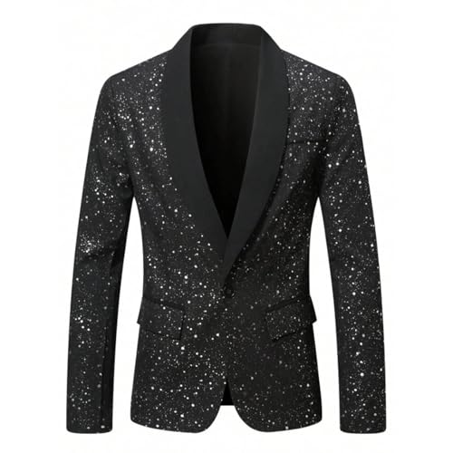Blazer à paillettes pour homme - Veste à paillettes - Coupe ajustée - Costume de carnaval - Un bouton - Veste de Nouvel An - Performance brillante - Veste...