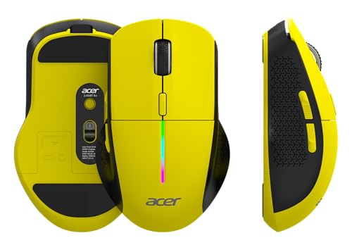 Image of Acer Prism Dual Mode Wireless Mouse I 2.4G + Bluetooth I Silent Click I 3200 DPI (800-1200-2400-3200) I Rechargeable 500mAh I RGB LED I 6 Buttons I Lightweight 87g I Ergonomic Design for Laptop PC Mac