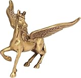 Brass Pegasus Figurine, Flying Horse Angel Showpiece, Gold Color, 6 Inch, Feng Shui Home Office Decor