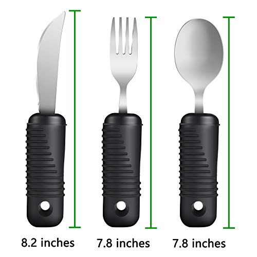 YPC Adaptive Utensils,Easy Grip Silverware,Built-Up Fork,Spoon and Rocker Knife for Adults,Elderly,Arthritis,Tremors and Parkinsons,3 Piece Set - Image 4