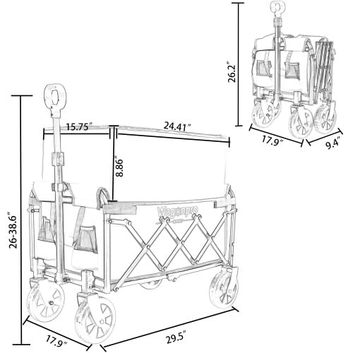 【LuckyNote】 Carrito utilitario plegable de doble capa con 100% espacio extra - Capacidad 225 lbs para camping, compras, deportes, jardinería, pesca, 29.5x17.9x38.6 pulgadas (Marrón) miniatura 2