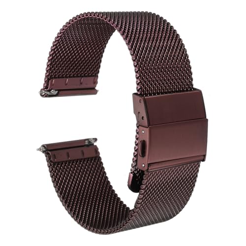 HARFINGTON Stainless Steel Mesh Watch Band 22mm Width 1.8mm Thick Quick Release Metal Watch Strap Adjustable Fold Clasp Replacement Bands for Men Women