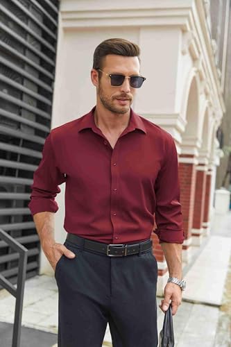 Image of COOFANDY Mens Stretch Dress Shirts Long Sleeve Button Down Shirt Regular Fit Formal Business Shirts