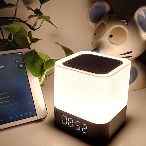 Wecker Wecker Bluetooth Lautsprecher Nachtlicht Bluetooth Lautsprecher Farbwechsel Lautsprecher Touchsensor Nachttischlampe Dimmbar Weiß