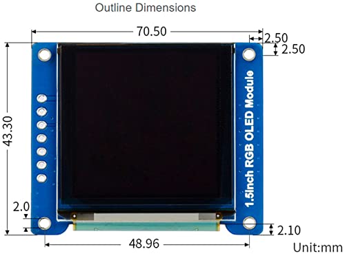 Image of waveshare 1.5inch RGB OLED Display Module, 128x128 Pixels 16-bit High Color (65K Colors) SPI Interface Compatible with Arduino Raspberry Pi Jetson Nano STM32