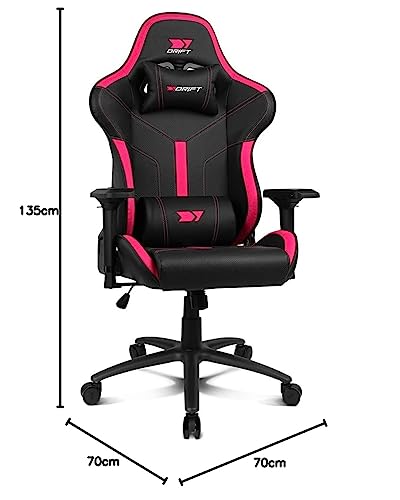 DR350 – Sedia Gaming Ergonomica Professionale con Braccioli 4D, Cuscini Lombare e Cervicale, Reclinabile a 135°, Ruote Silenziose, Nero-Rosa - Sedia gaming - Immagine 9
