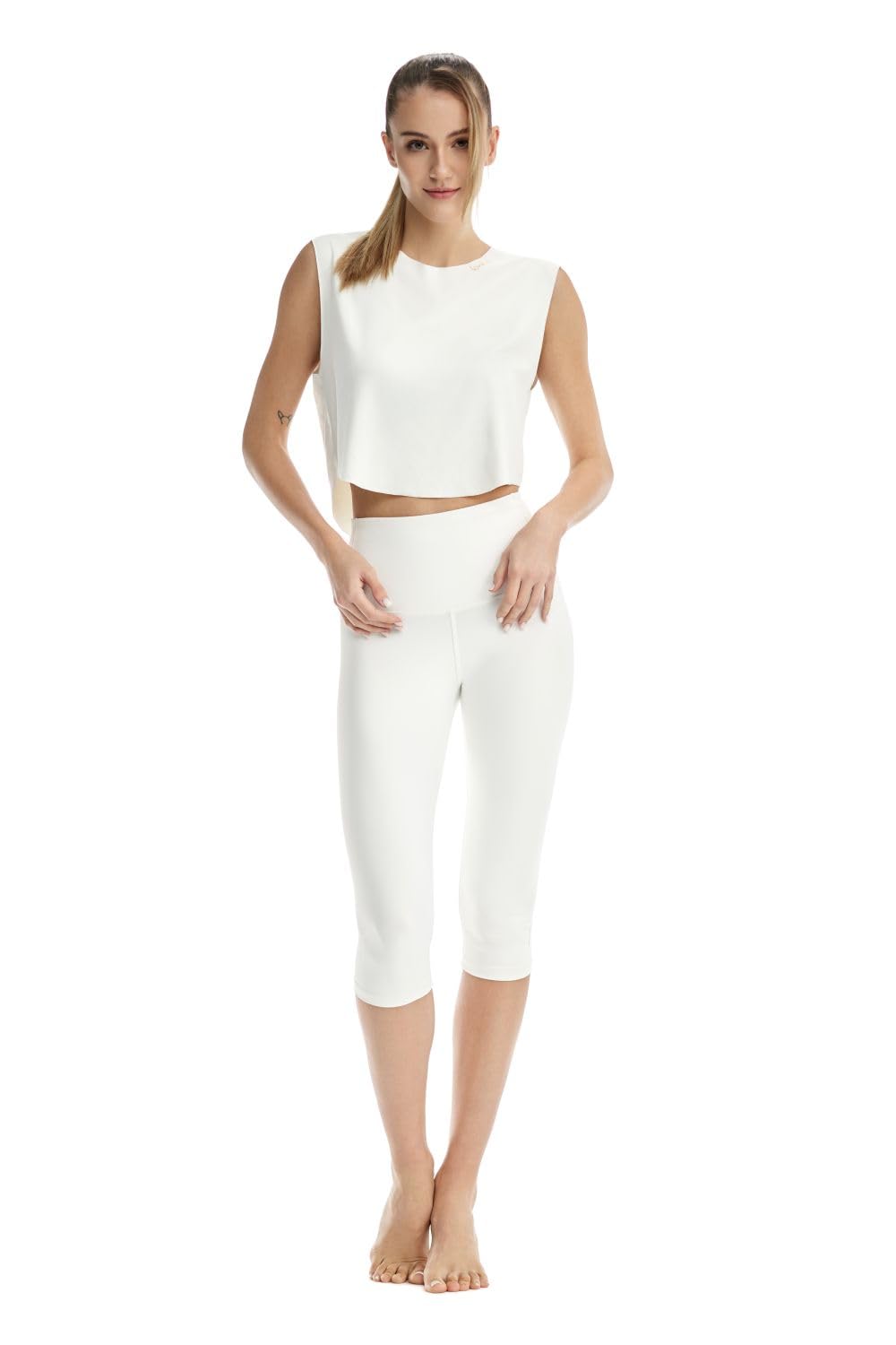 WINSHAPE Damskie legginsy Winshape Functional Comfort ¾-Tights Hwl217c "high waist" z aplikacją w kształcie litery V i ściągaczem Core-Band