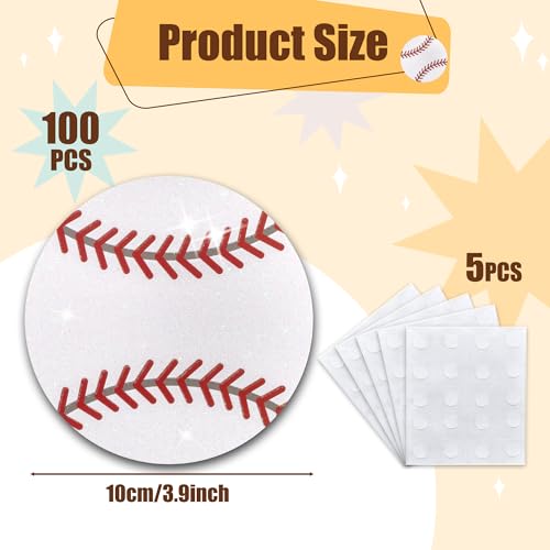 Image of Glitter Baseball Cutouts- 100Pcs Sport Ball Cut Outs Bulletin Board Baseball Shape DIY Paper Cuts Party Decorations for Sports Theme Party Baby Shower Birthday Classroom Game Day Wall Decor Supplies