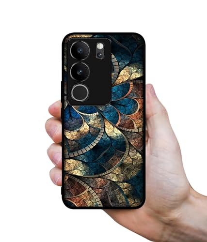 Image of Fractional Pattern Design Premium 2D Printed Metal Back Case Cover for Vivo V29 5G / V29 Pro 5G, Assorted