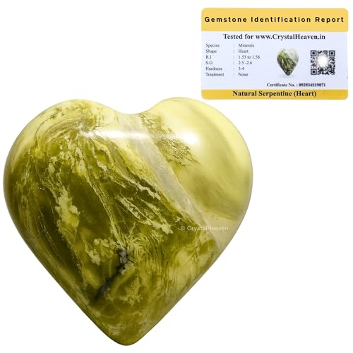 Image of Serpentine Crystal Heart Palm Pebbles Stones for Anxiety Stress Relief Massage - AAA Grade Original Healing Gemstone Agate Heart Palm Stone for Yoga Meditation Spiritual