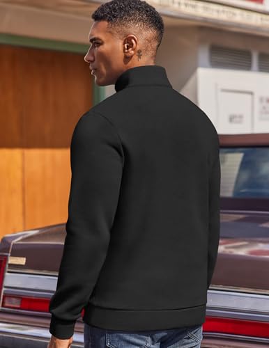 COOFANDY Mens Quarter Zip Pullover Fleece Lined Sweatshirts Long Sleeve Mock Neck Sweater with Pocket2