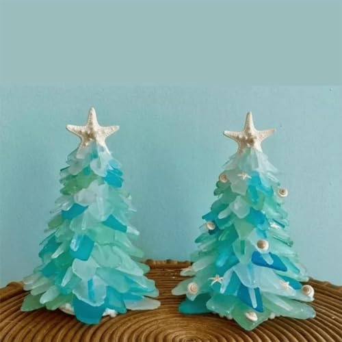 Sea Glass Christmas Tree, Beautiful Sea Glass Christmas Tree,Party Birthday Gift, Home Decor, Collectible Figurines Christmas Tree