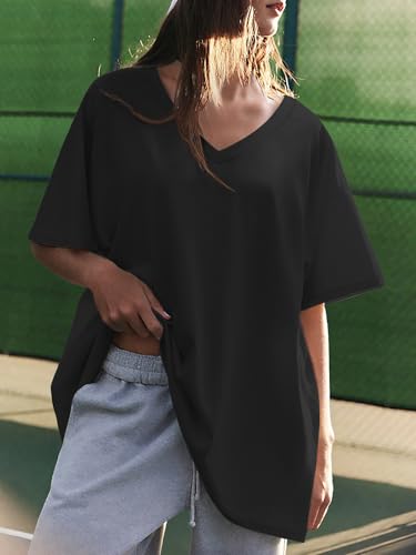 athmile womens summer oversized shirts v neck plus size spring workout tops beach vacation 2025 gym clothes