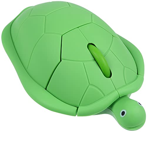 Wireless Mouse Cute Animal Green Turtle Shape Silent Click Ergonomic Portable Quiet Travel Lightweight USB Optical Cordless Mouse for PC Laptop Computer Mac MacBook Desktop Kids Girls Women Men Gift