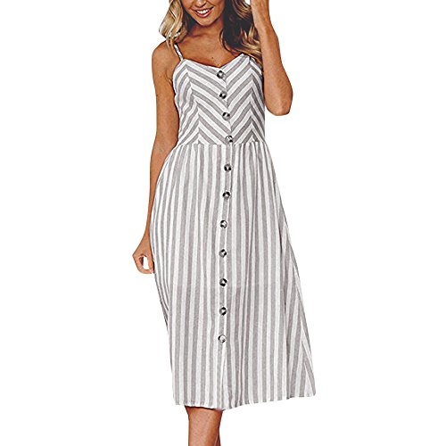 Vestido Camisa CasualBotones de Rayas de Mujer Sexy Fuera del Vestido sin Mangas de Hombro Vestido de Princesa Cuello Redondo Vendaje para Oficina Fiesta Vendaje de Vestir