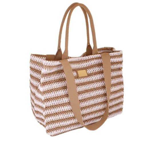 Camomilla Milano Borsa Mare Donna, Borsa Spiaggia, Fibre Naturali, Collezione Riga Crochet, Misura M, Colore Beige
