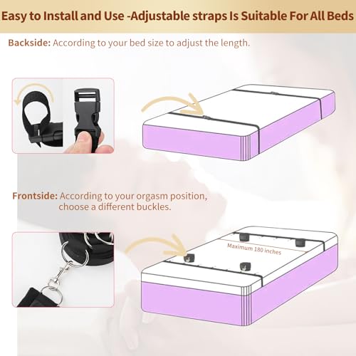 Image of Sex Bondage Restraints BDSM Toys Kit, Couple Sex Toys Bed Restraints with Sex Straps Cuffs Blindfold Nipple Clamp Tickler, Under King /Queen Bed Romance Straps Bondage Gear&Accessories for Couples Game