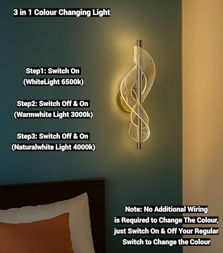 Image of FILLISKA Luxurious Acrylic Crystal Wall Lamp with Adjustable Colour Changing Function, Elegant Finish (Acrylic FrenchGold-F53)