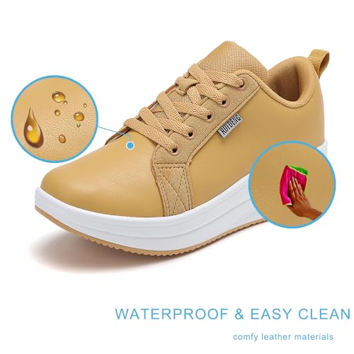 Image of RUIDENG Platform Sneakers for Women Walking All Day | Slip Resistant Work Shoes for Women Comfortable | 2 Inch Thick Wedge Rocker Bottom